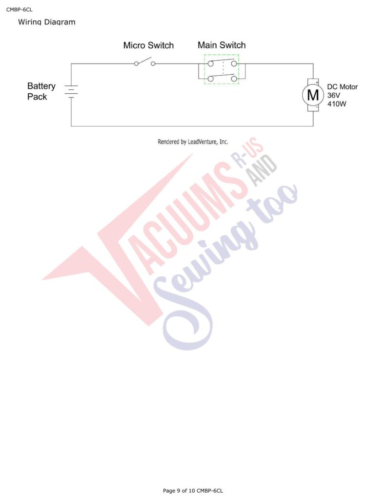 CleanMax Battery operated backpack exploded schematic diagram (page 4)