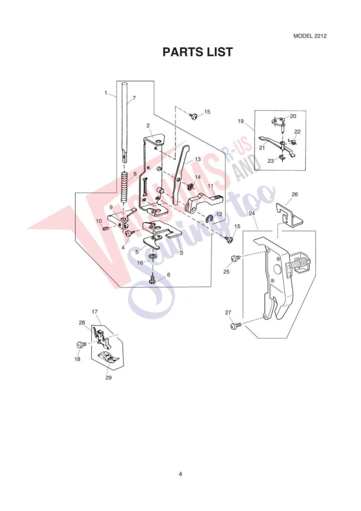 Janome 2212 exploded schematic diagram (page 2)