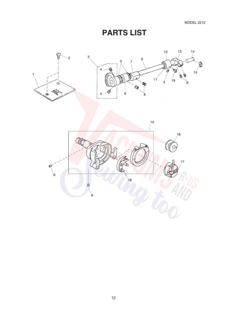 Janome 2212 exploded schematic diagram (page 6)