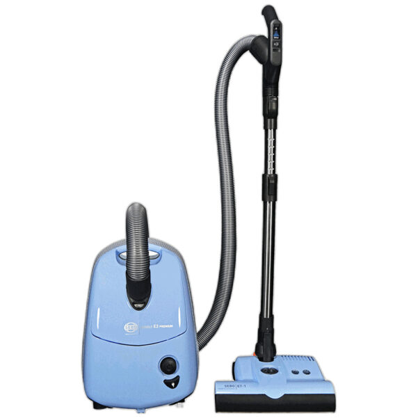 AIRBELT E3 Premium, with dual-control handle, ET-1, and parquet brush (pastel blue)