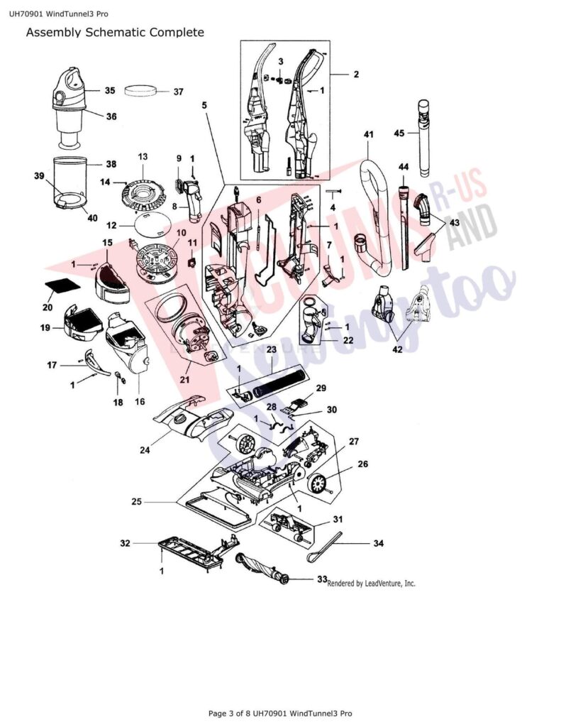 Hoover UH70901 exploded schematic diagram (page 1)