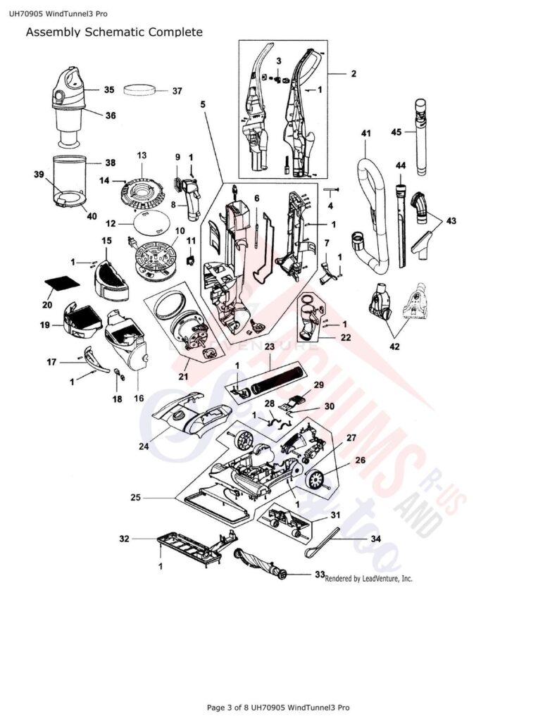 Hoover UH70905 exploded schematic diagram (page 1)