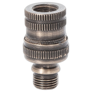 1 1/4" tall 1/8M X 1/8F taps Elegant antique brass finish Brass knurled swivel for lamps and fixtures