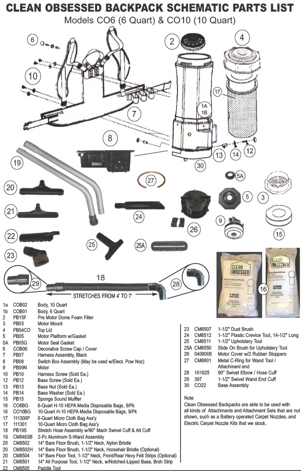 Clean Obsessed CO10 exploded schematic diagram (page 1)