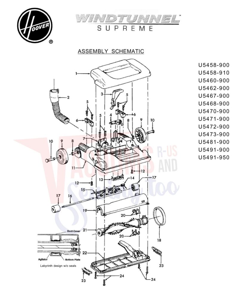 Hoover U5439-900 exploded schematic diagram (page 2)