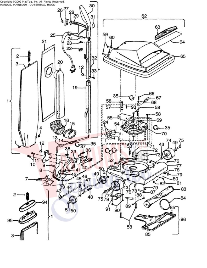 Maytag U4497-9 exploded schematic diagram (page 1)
