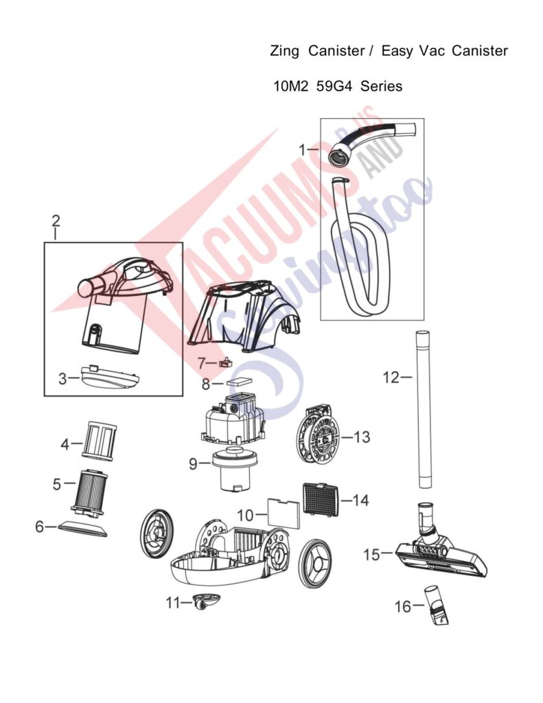 Bissell 10M2 exploded schematic diagram (page 1)