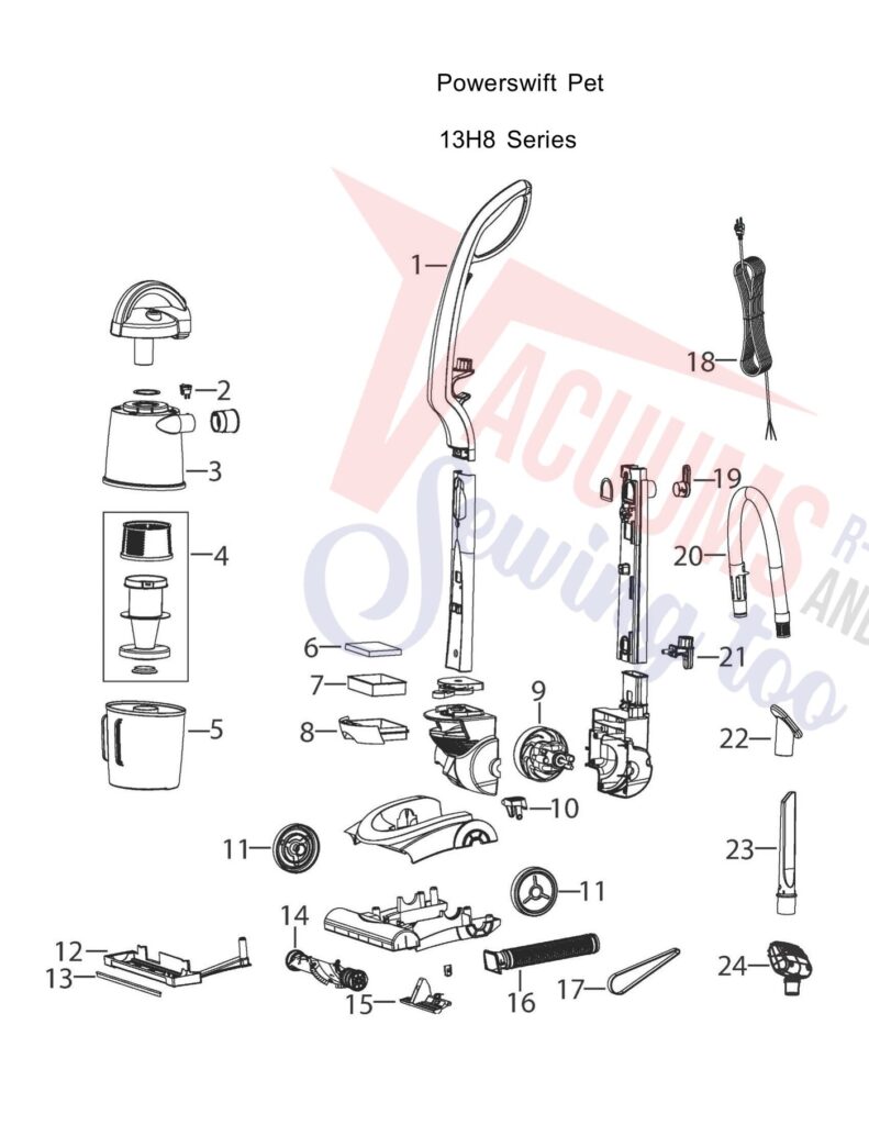 Bissell 13H8 exploded schematic diagram (page 1)