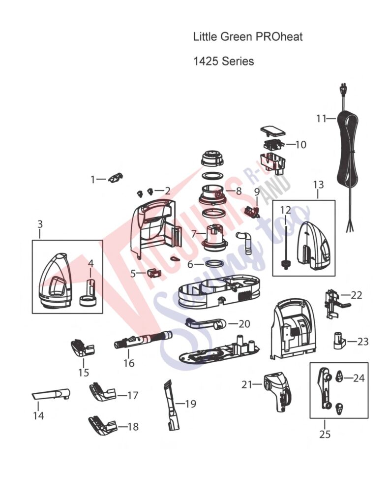 Bissell 1425 exploded schematic diagram (page 1)