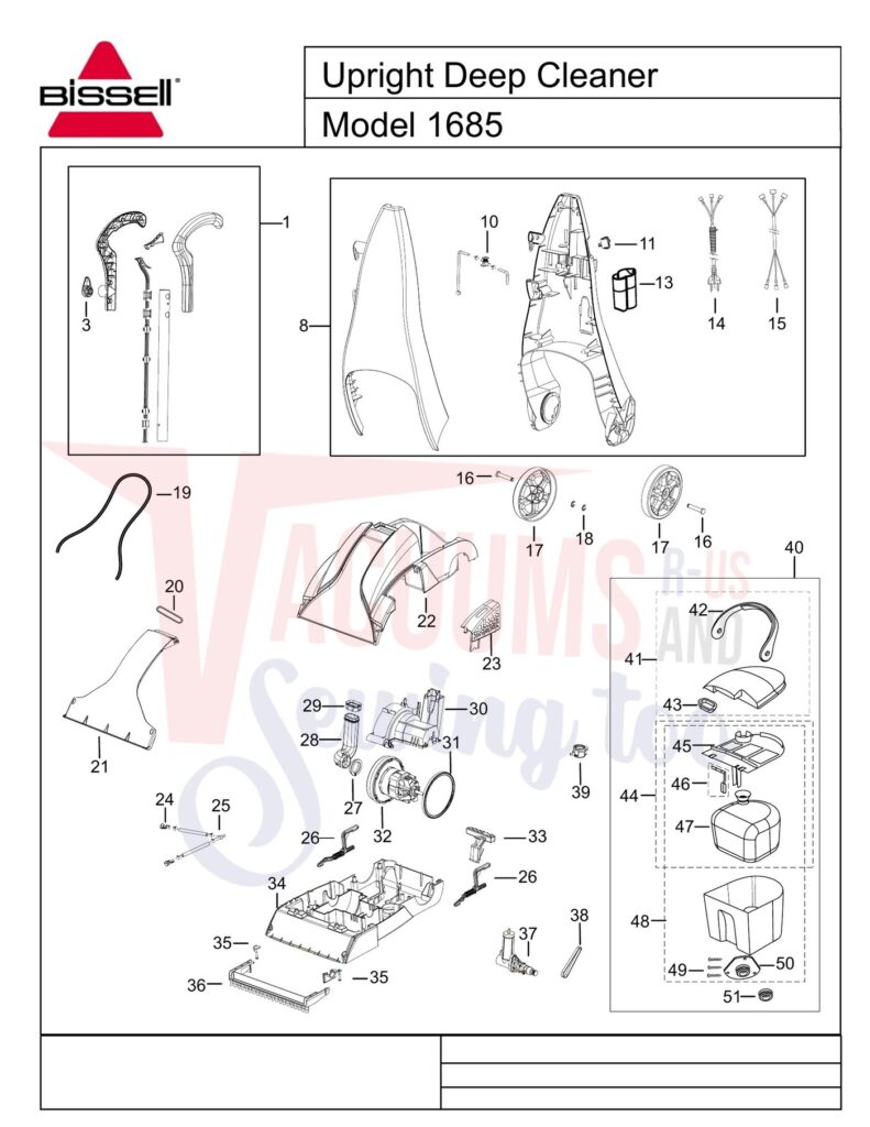 Bissell 1685 exploded schematic diagram (page 1)