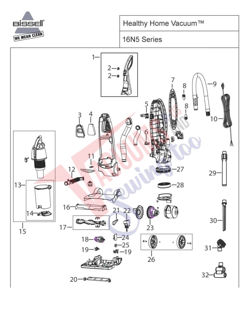 Bissell 16N5 exploded schematic diagram (page 1)