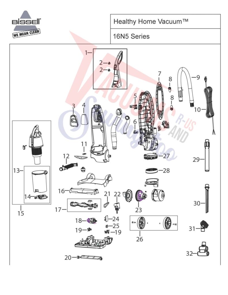 Bissell 16N5 exploded schematic diagram (page 1)