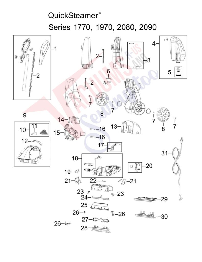 Bissell 1770 exploded schematic diagram (page 1)
