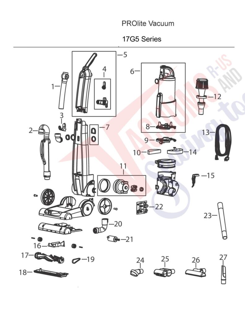 Bissell 17G5 exploded schematic diagram (page 1)