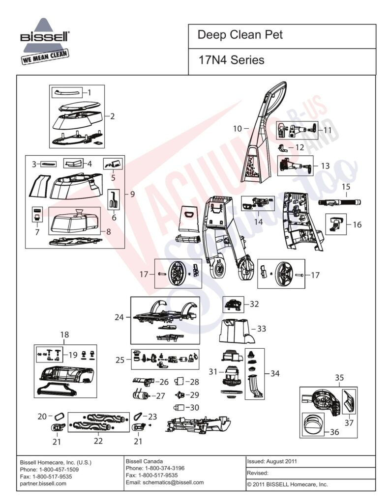 Bissell 17N4 exploded schematic diagram (page 1)