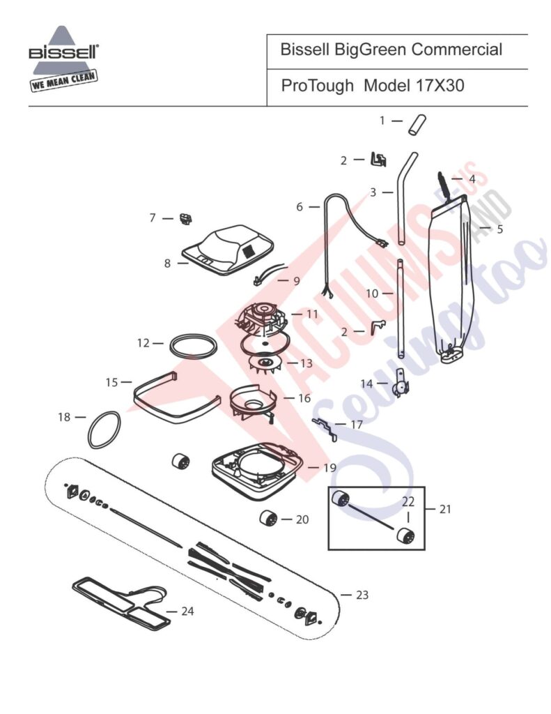 Bissell 17X30 exploded schematic diagram (page 1)