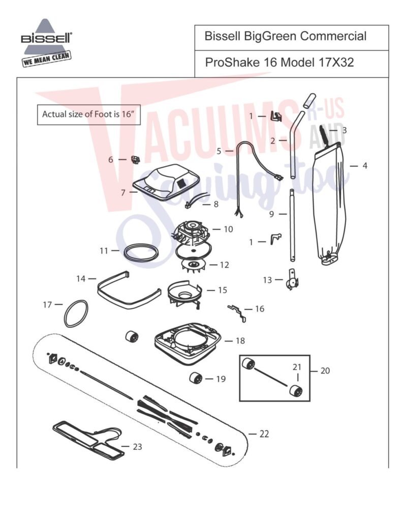 Bissell 17X32 exploded schematic diagram (page 1)