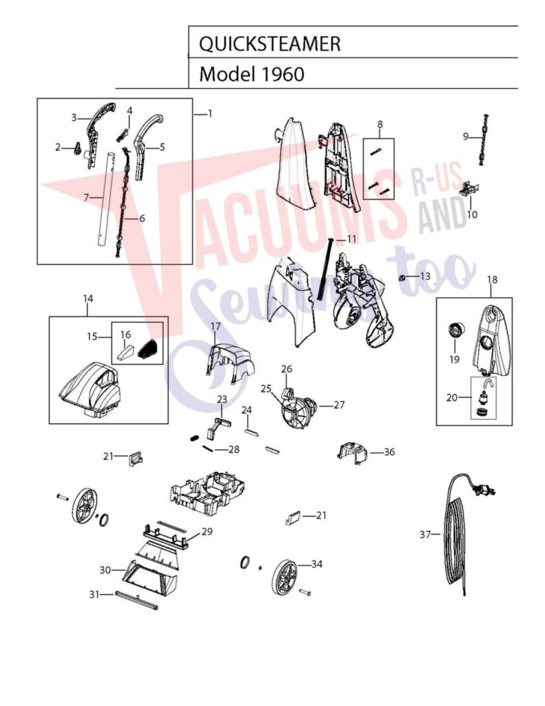 Bissell 1960 exploded schematic diagram (page 1)