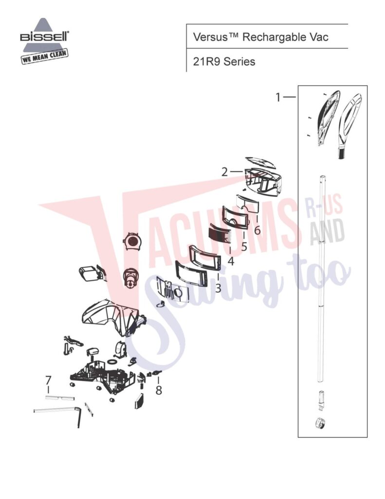 Bissell 21R9 exploded schematic diagram (page 1)