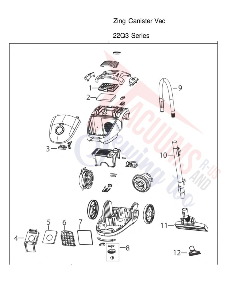 Bissell 22Q3 exploded schematic diagram (page 1)
