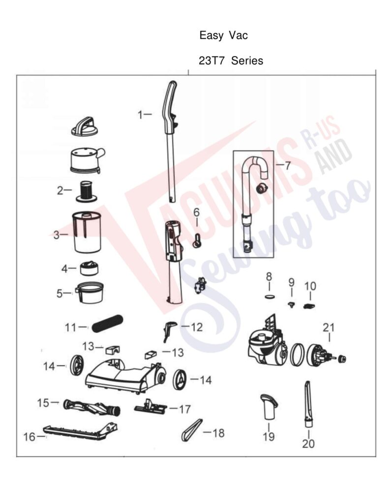 Bissell 23T7 exploded schematic diagram (page 1)