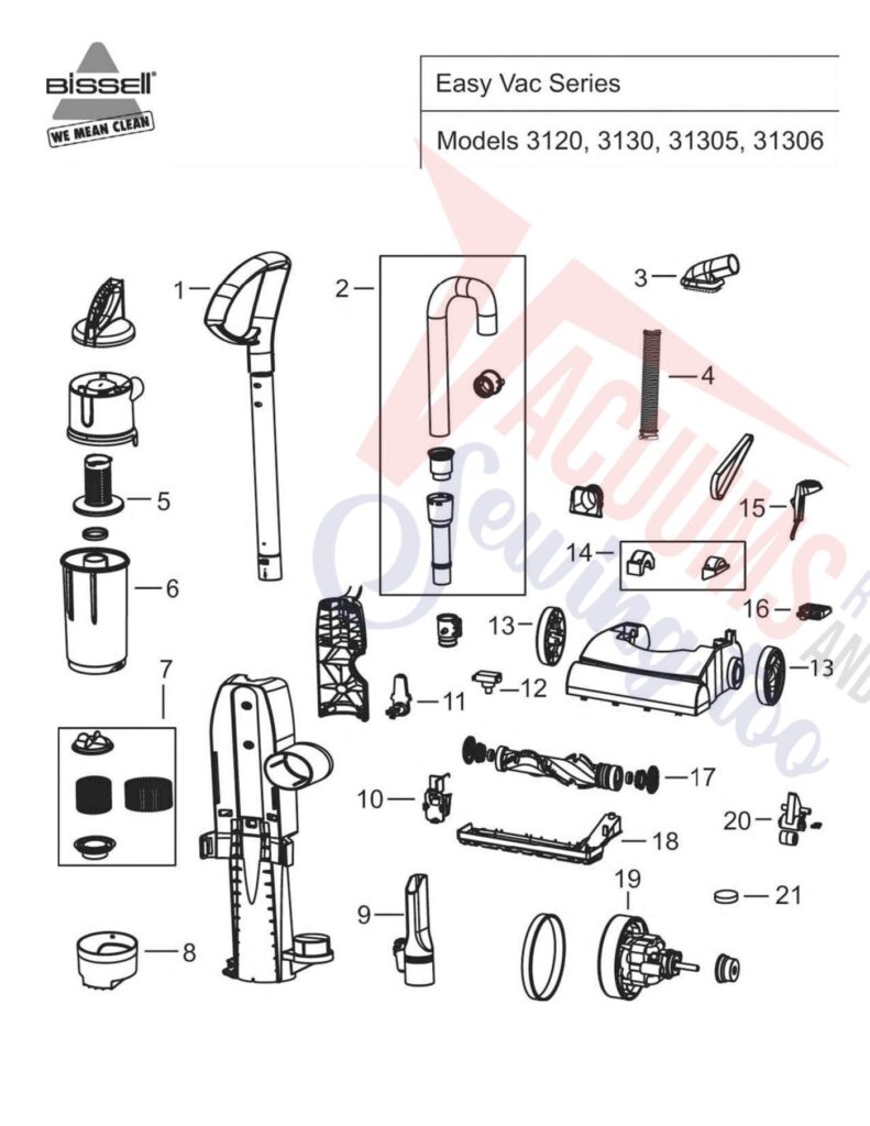 Bissell 3120 exploded schematic diagram (page 1)
