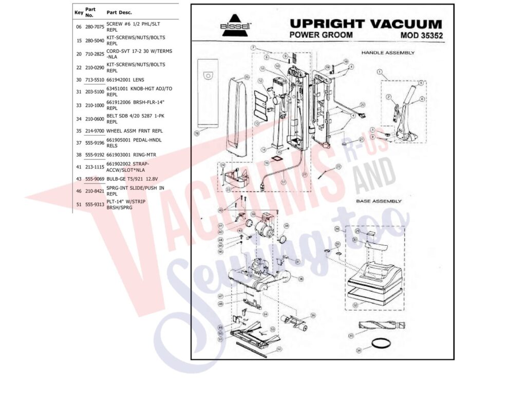 Bissell 35352 exploded schematic diagram (page 1)