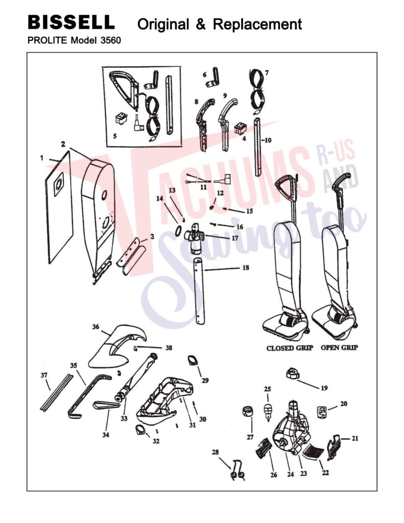 Bissell 3560 exploded schematic diagram (page 1)