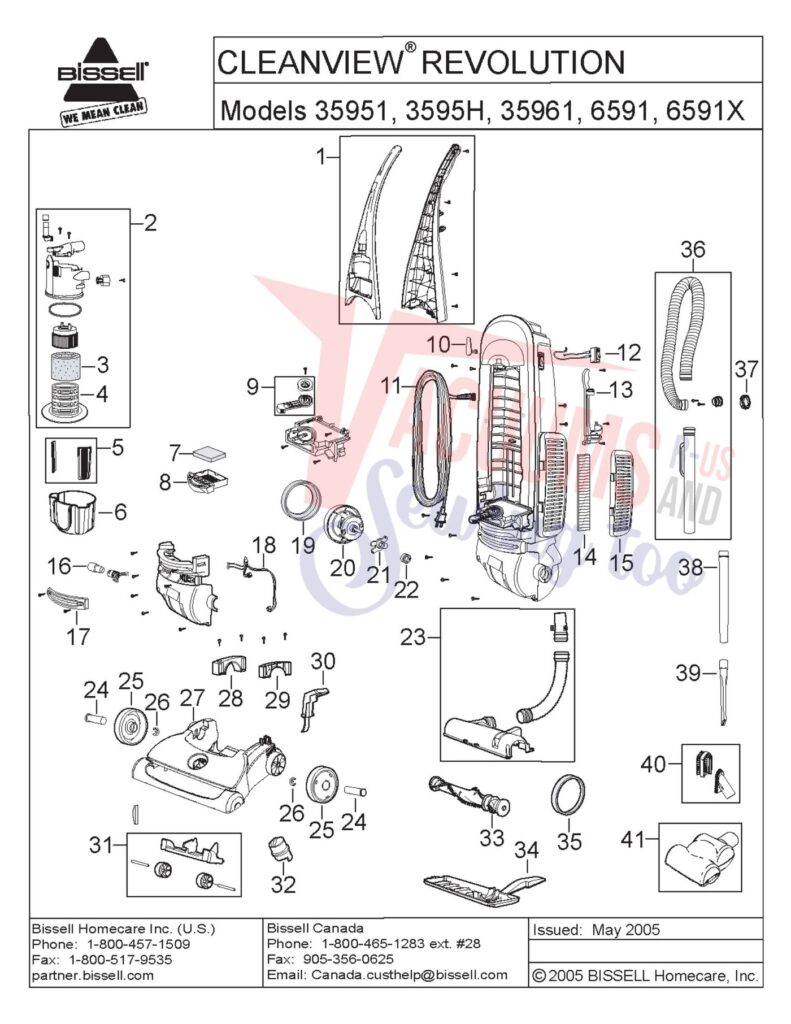 Bissell 35951 exploded schematic diagram (page 1)