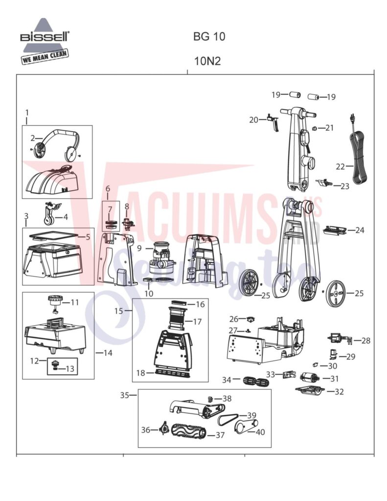 Bissell 10N2 exploded schematic diagram (page 1)