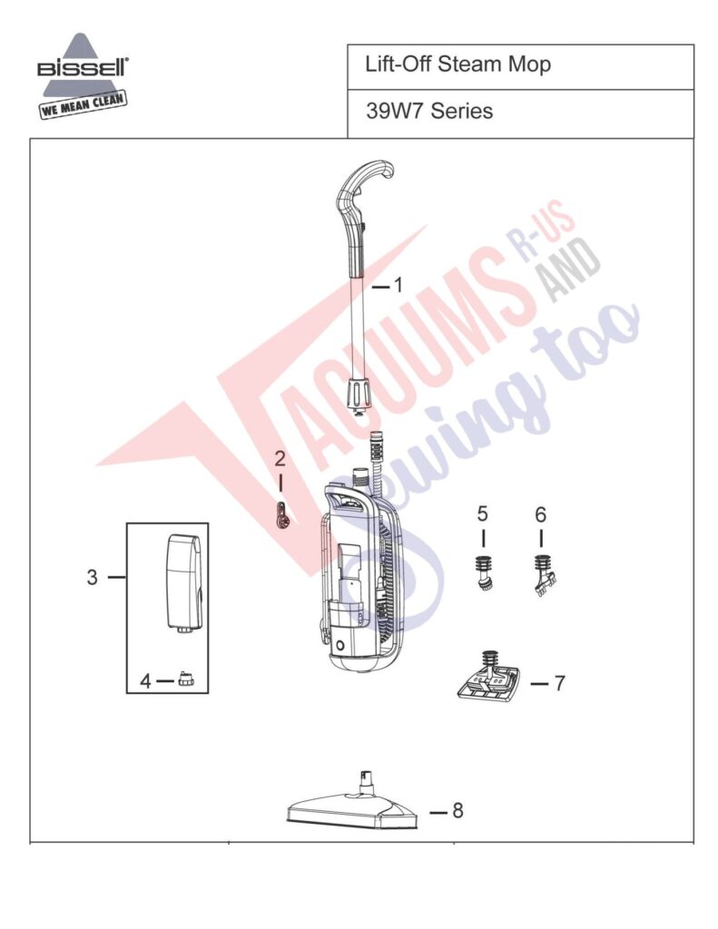 Bissell 39W7 exploded schematic diagram (page 1)