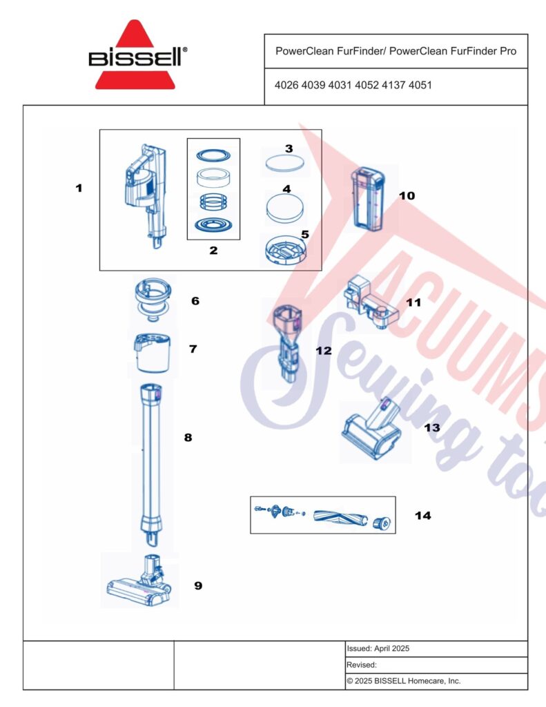 Bissell 4026 exploded schematic diagram (page 1)
