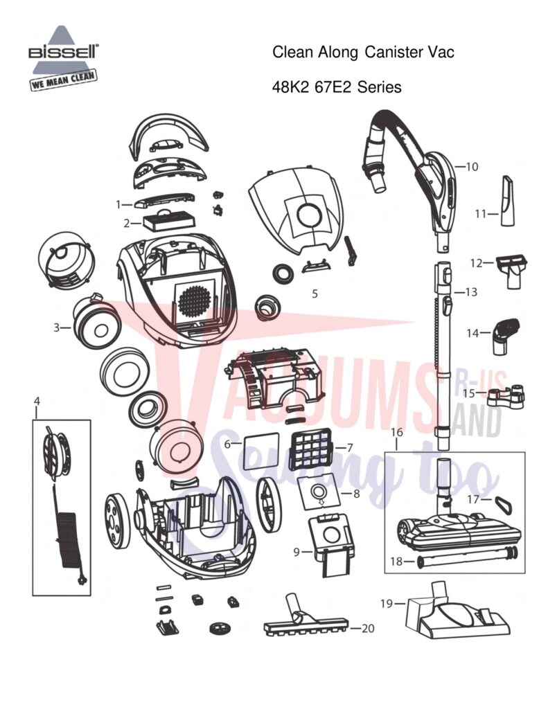 Bissell 48K2 exploded schematic diagram (page 1)