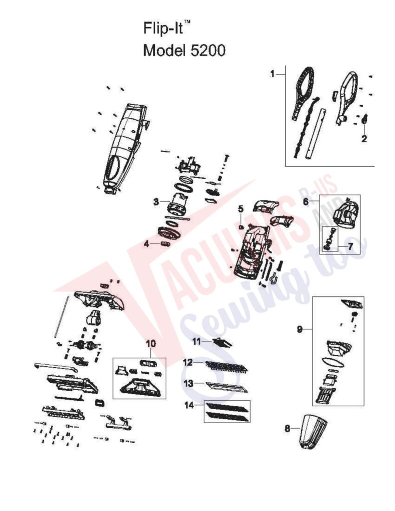 Bissell 5200 exploded schematic diagram (page 1)