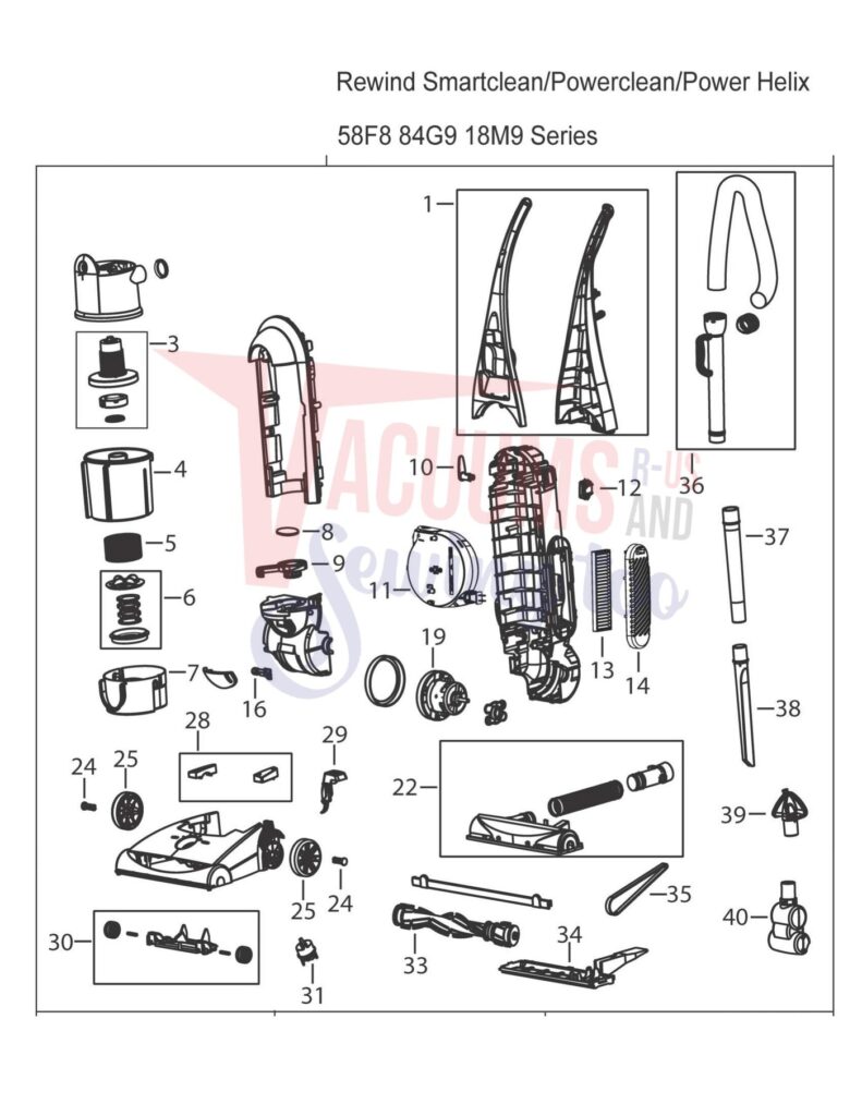 Bissell 18M9 exploded schematic diagram (page 1)
