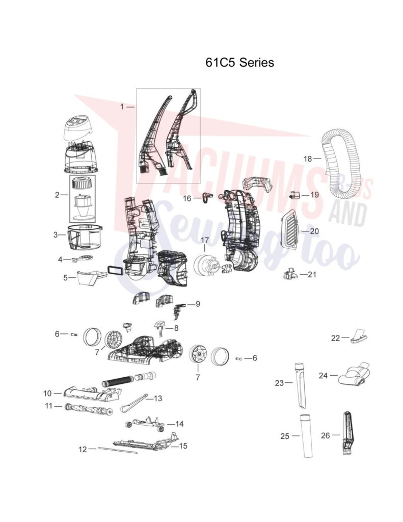 Bissell 61C5 exploded schematic diagram (page 1)
