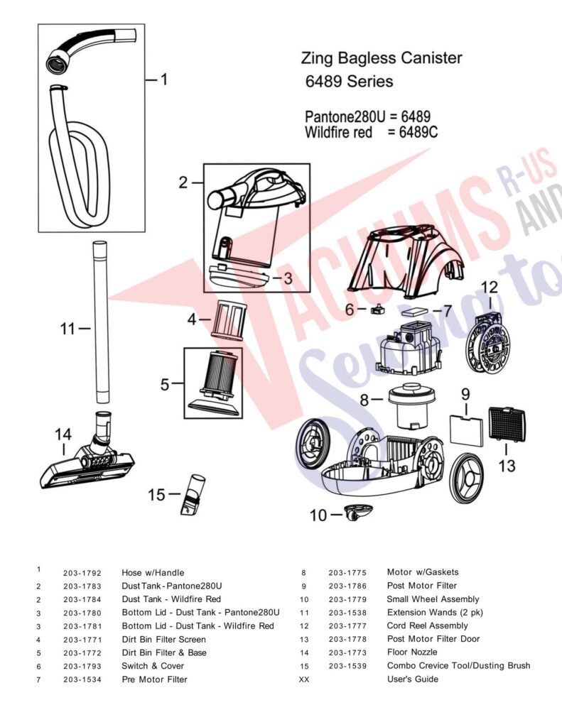 Bissell 6489 exploded schematic diagram (page 1)
