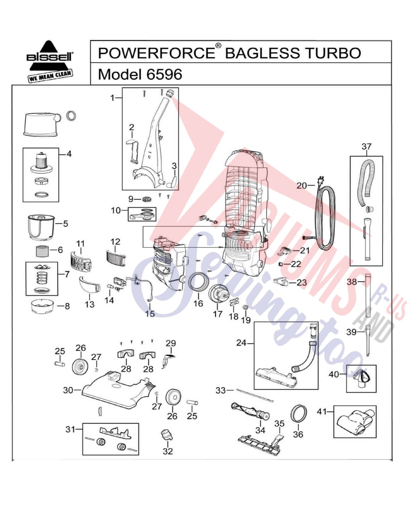 Schematic and parts book for Bissell 6596 | Vacuums R-Us and Sewing Too