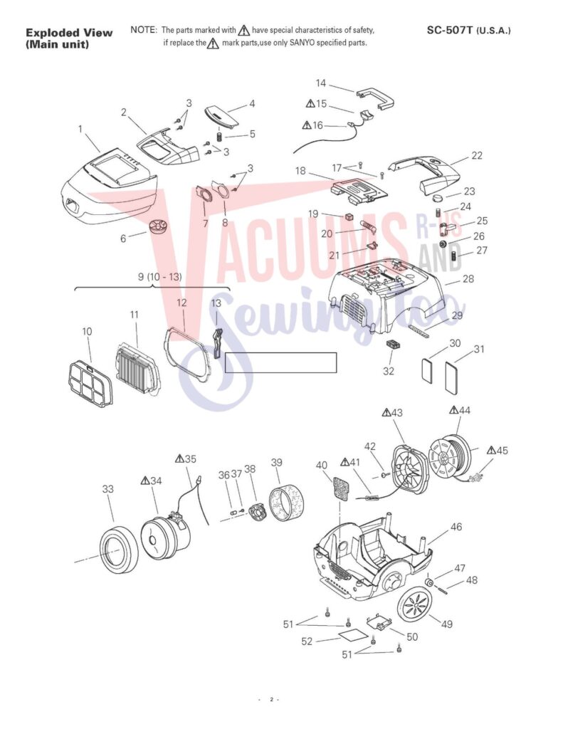 Sanyo SC-507T exploded schematic diagram (page 1)
