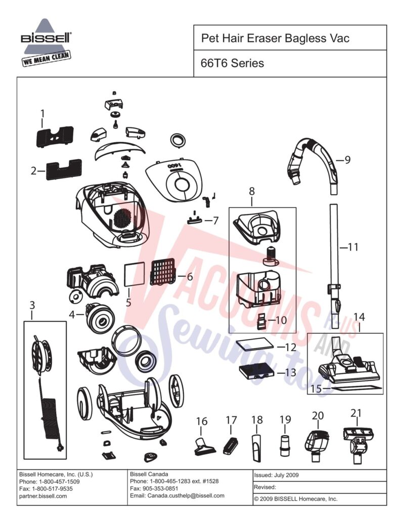 Bissell 66T6 exploded schematic diagram (page 1)