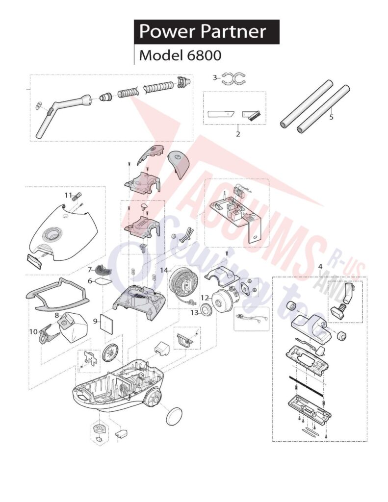 Bissell 6800 exploded schematic diagram (page 1)