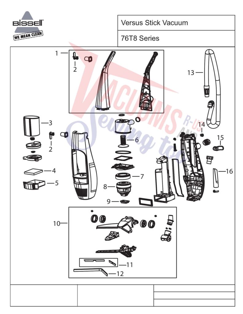 Bissell 76T8 exploded schematic diagram (page 1)