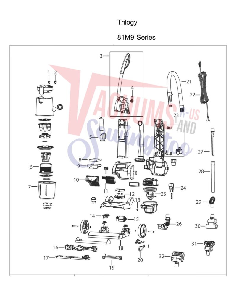 Bissell 81M9 exploded schematic diagram (page 1)