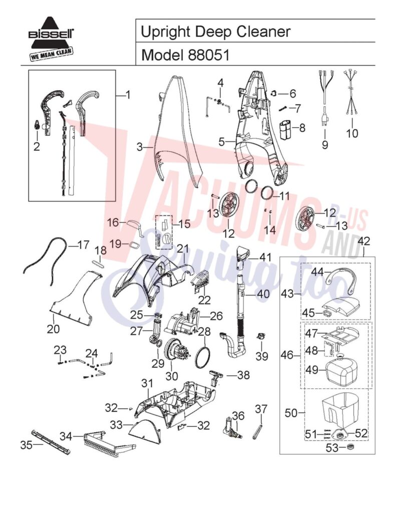 Bissell 88051 exploded schematic diagram (page 1)