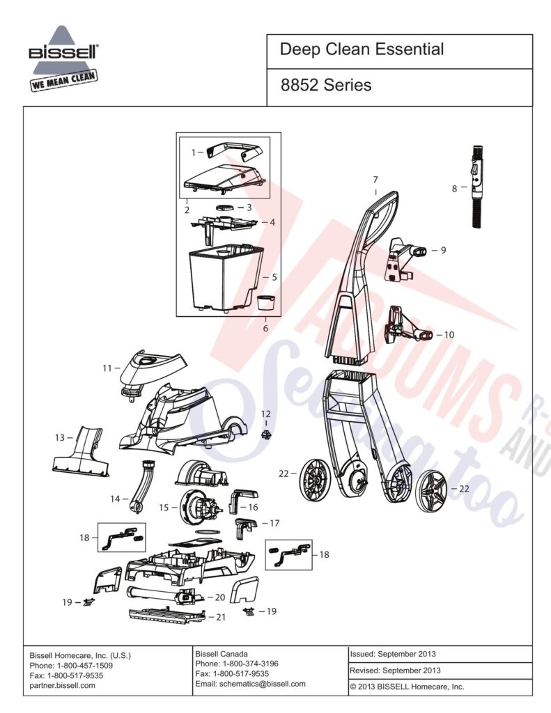 Bissell 8852 exploded schematic diagram (page 1)