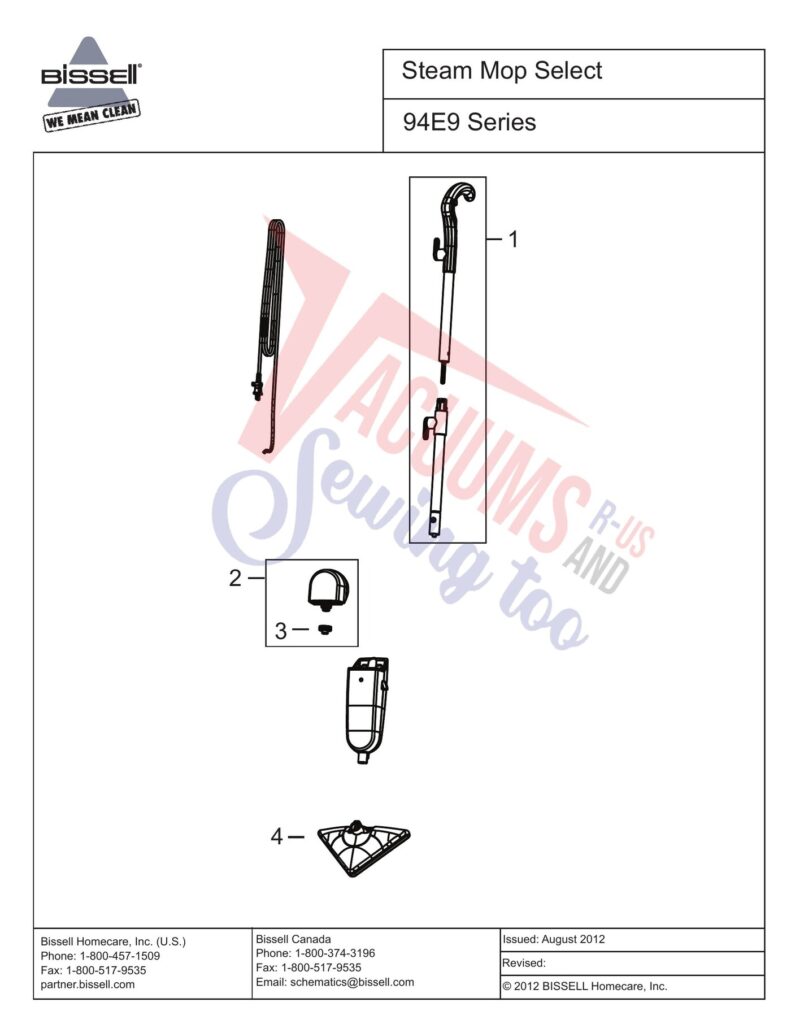 Bissell 94E9 exploded schematic diagram (page 1)