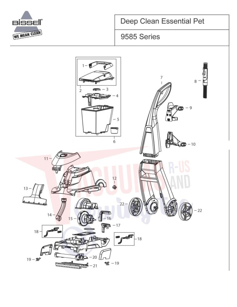 Bissell 9585 exploded schematic diagram (page 1)