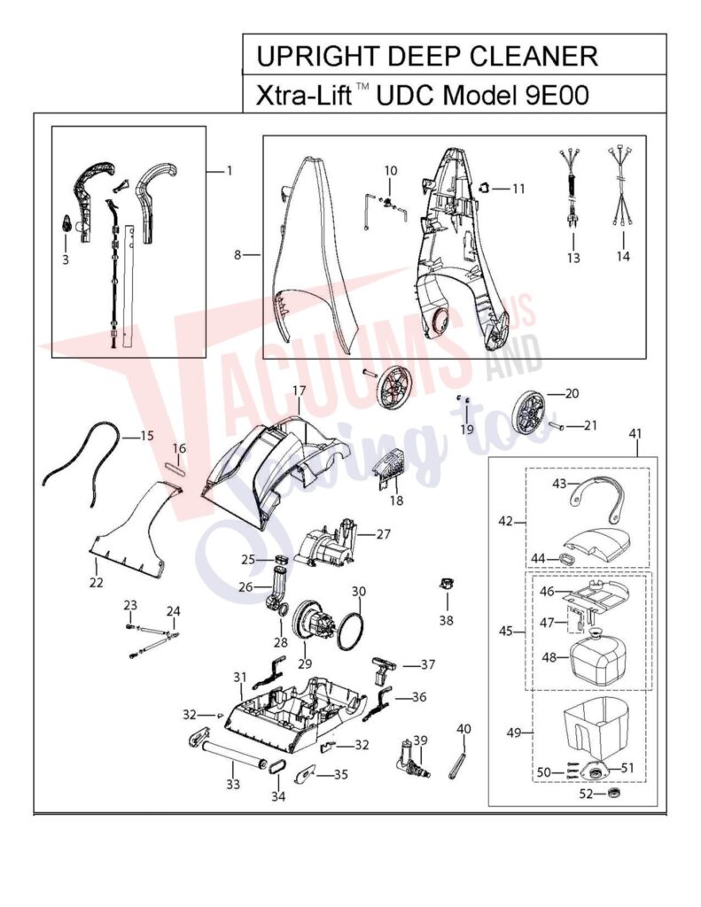 Bissell 9E00 exploded schematic diagram (page 1)