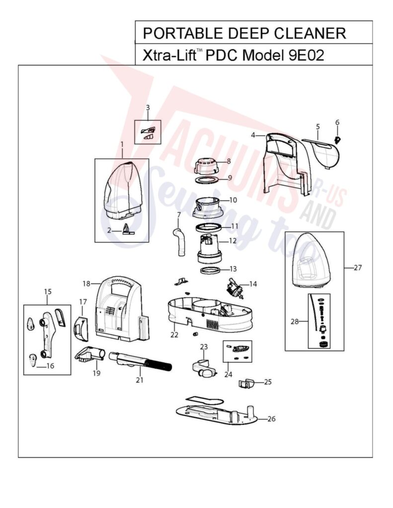 Bissell 9E02 exploded schematic diagram (page 1)