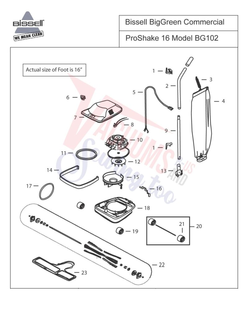 Bissell BG102 exploded schematic diagram (page 1)